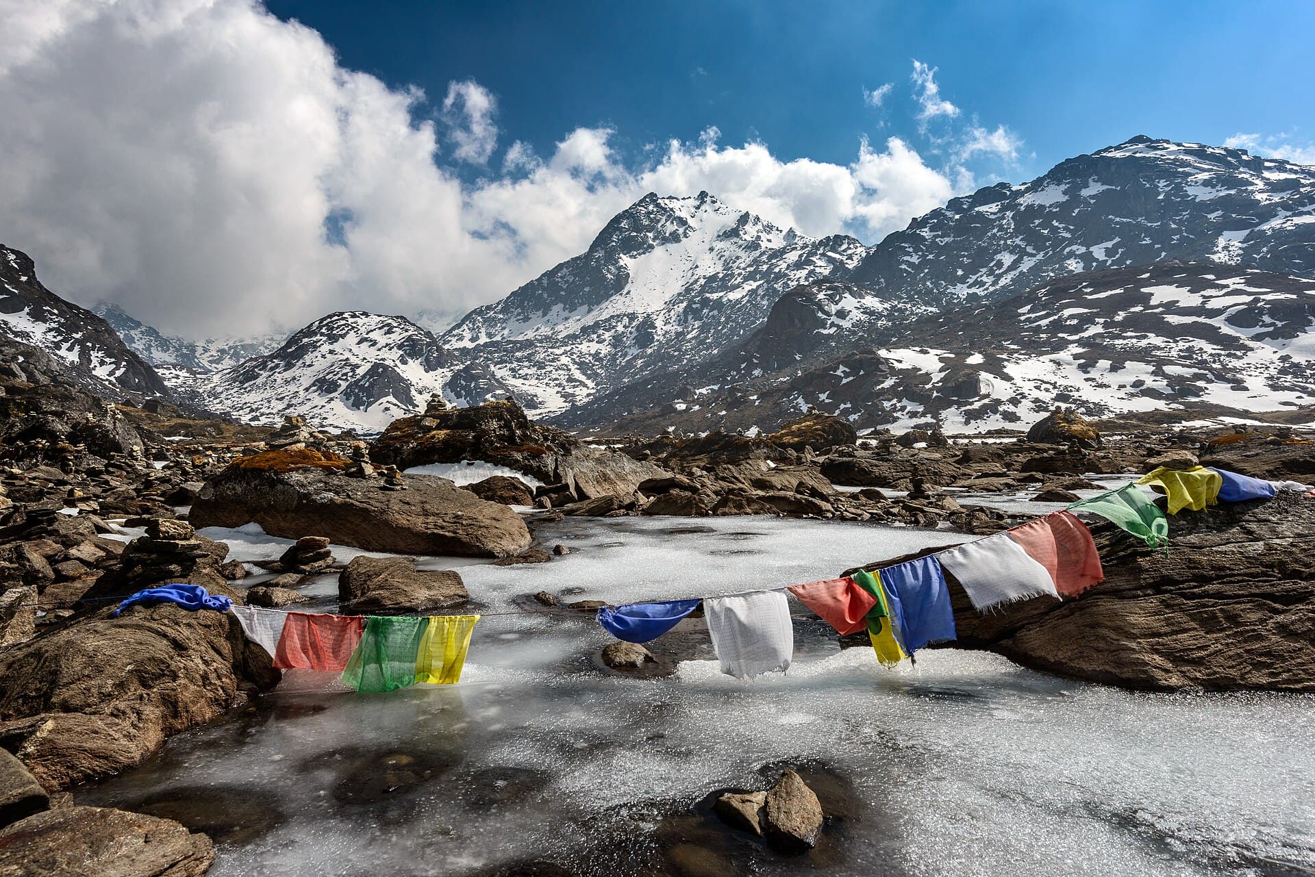 Sacred Gosaikunda alpine glacial lake in Rasuwa Nepal