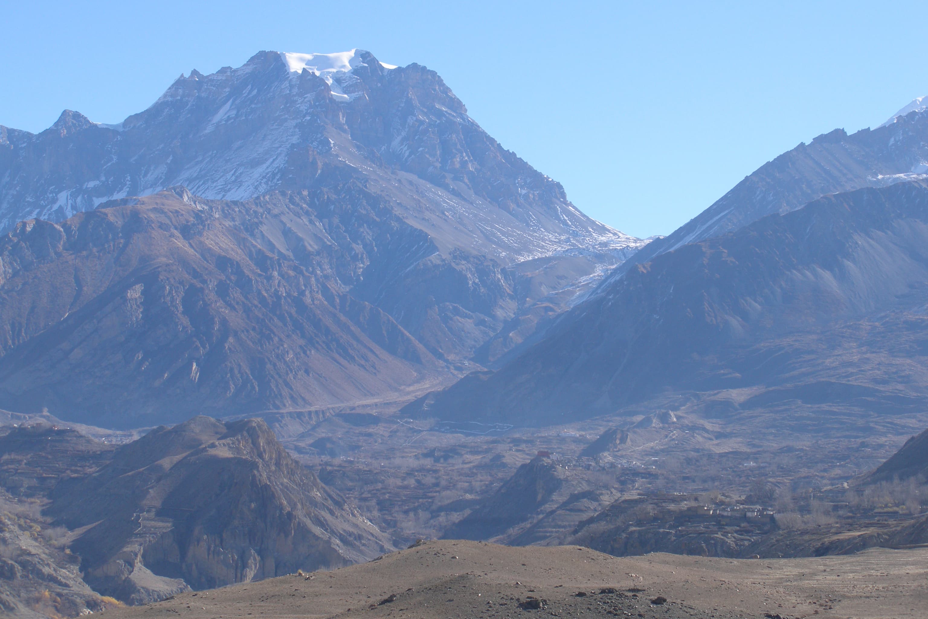 Muktinath Valley with the Thorong La pass behind