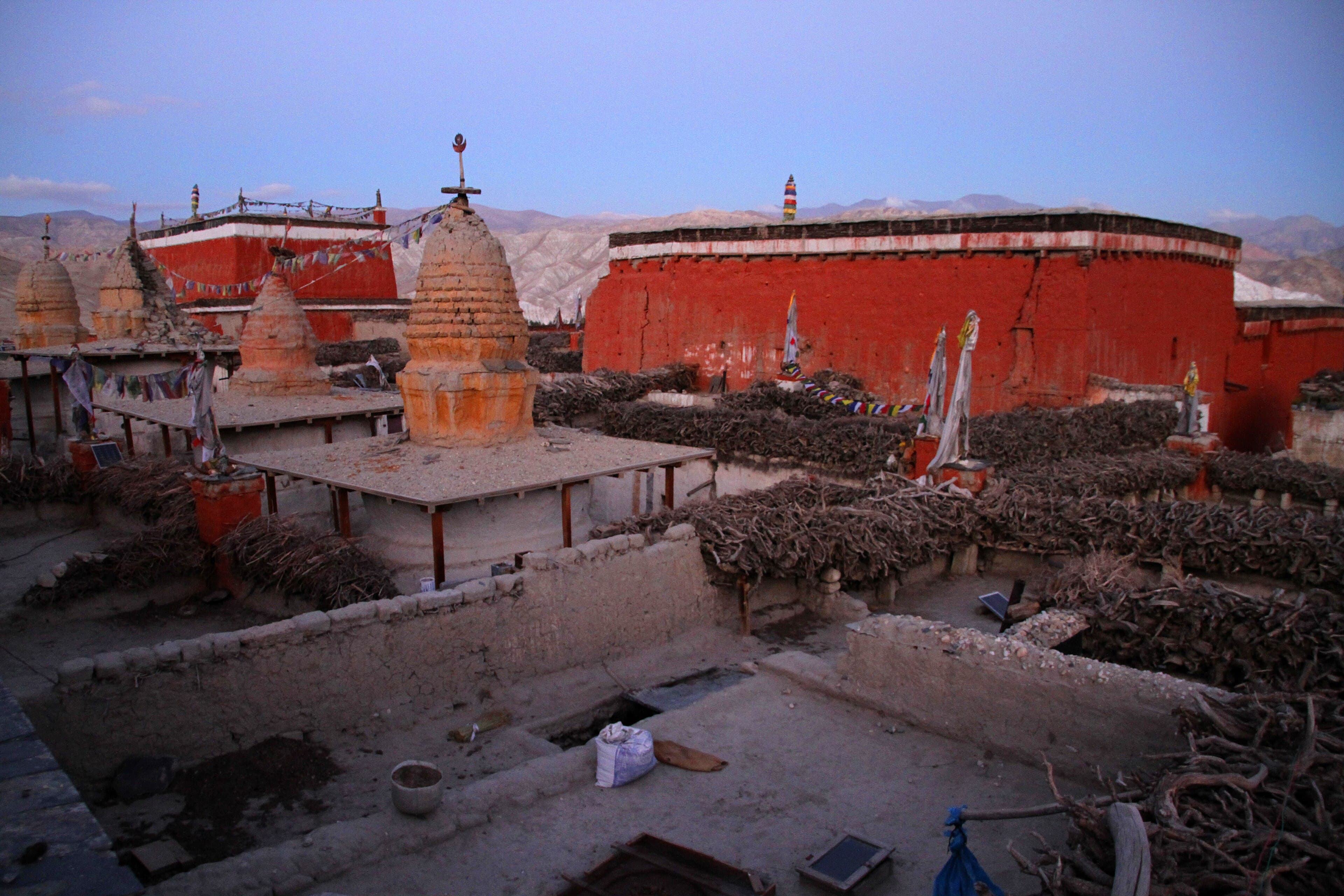 Red monastery walls and chortens in Lo Manthang, Upper Mustang