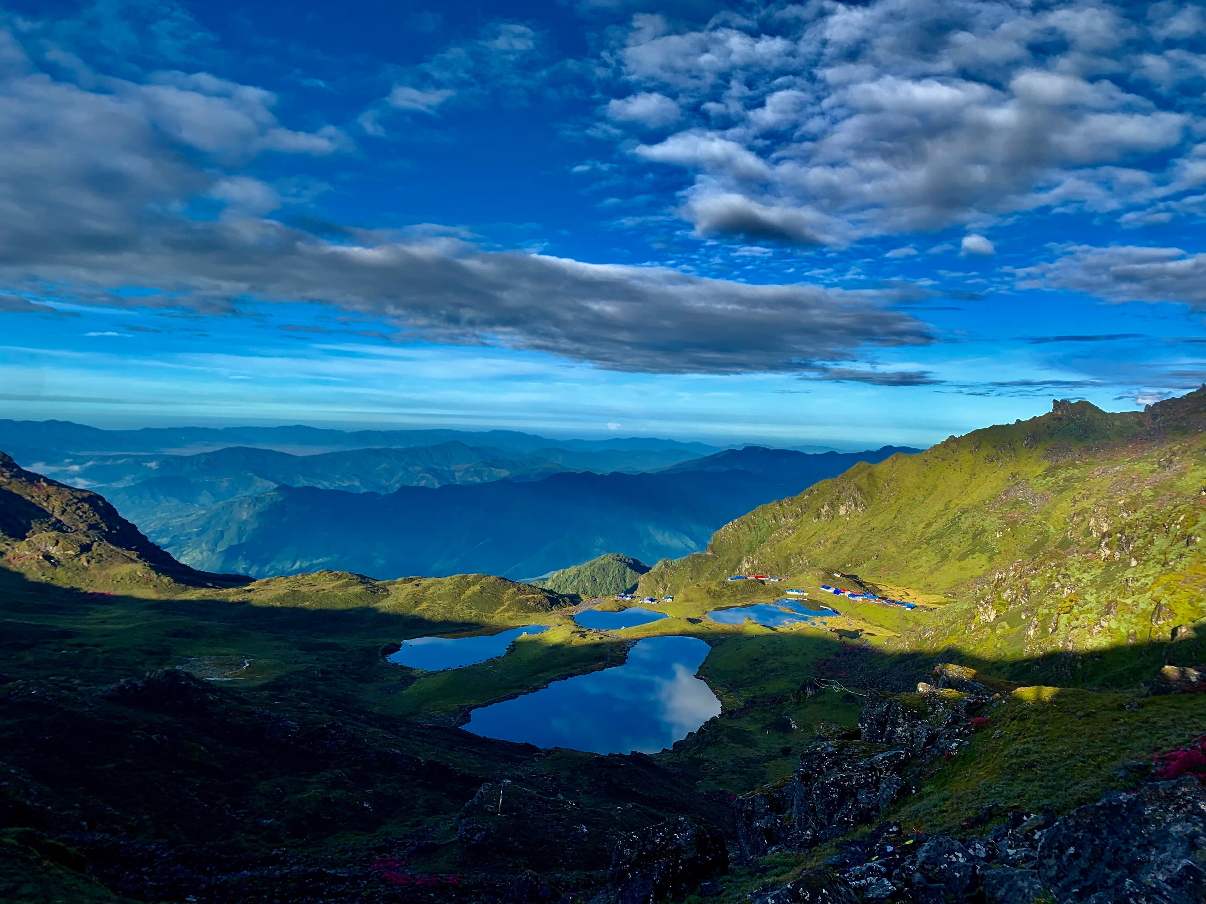 The Panch Pokhari lakes seen from the viewpoint above